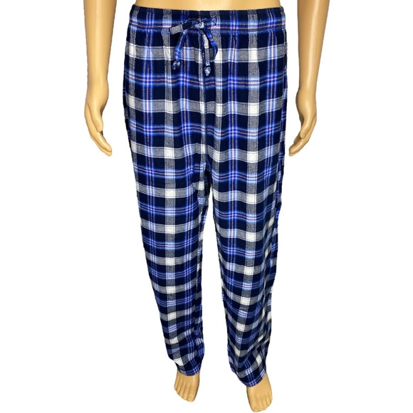 NAUTICA Sleepwear Men’s XL Plaid Blue White Relax Fit Back Pocket Draw String - Picture 1 of 2